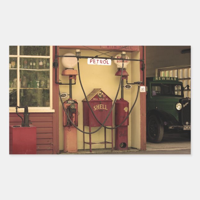 Nostalgigas Station Rektangulärt Klistermärke (Framsida)