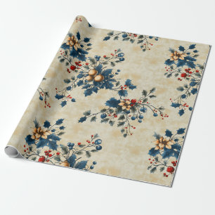 Nostalgik Julens Blommigt Pappra Presentpapper