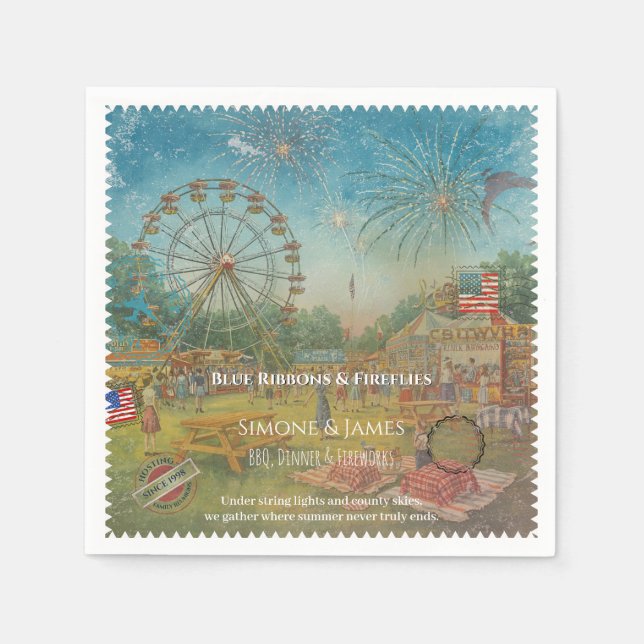 Nostalgisk Amerikansk Tivoli-festdekor Pappersservett (Framsidan)