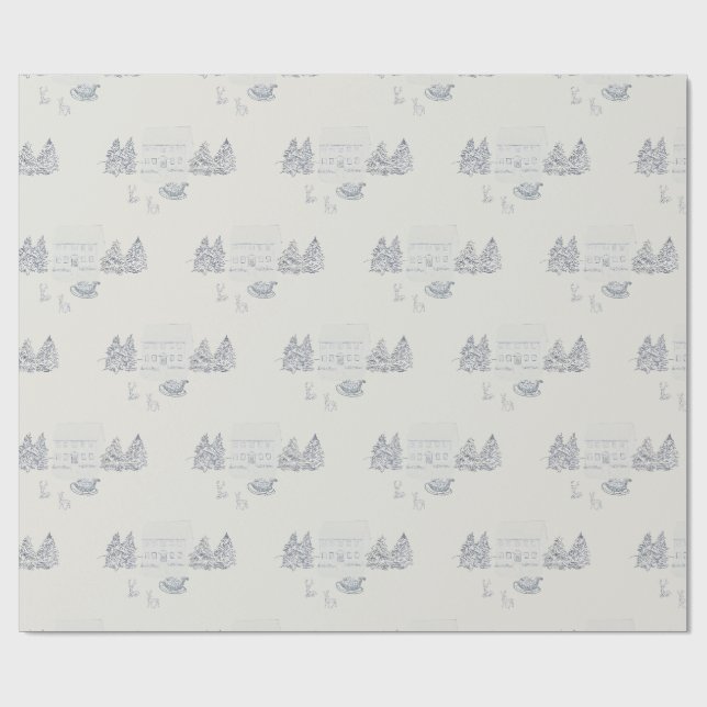 Nostalgisk blå jul presentpapper (Platt)