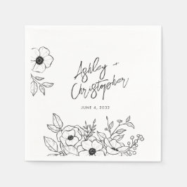 Nostalgisk Blommigt Botanical White Bröllop Cockta Pappersservett