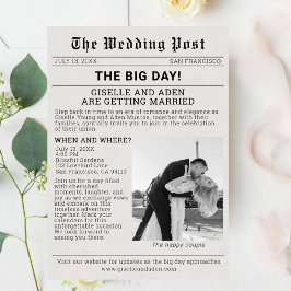 Nostalgisk bröllopsinbjudan i tidningsformat inbjudningar