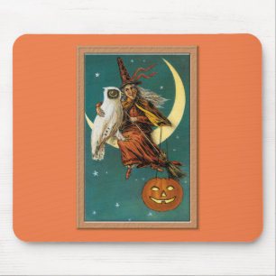 Nostalgisk Glad Halloween Häxa & Uggla Musmatta