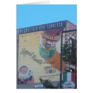 Nostalgisk grannskapplats i "lite italien ", hälsningskort