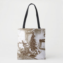 Nostalgisk jul hemma för julhandel tygkasse