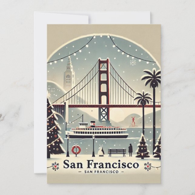 Nostalgisk jul i San Francisco Julkort (Framsida)