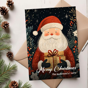 Nostalgisk jul Santa-kort elegant folklig charm Julkort