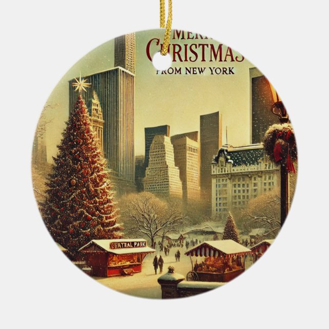 Nostalgisk juldesign från New York Julgransprydnad Keramik (Framsidan)