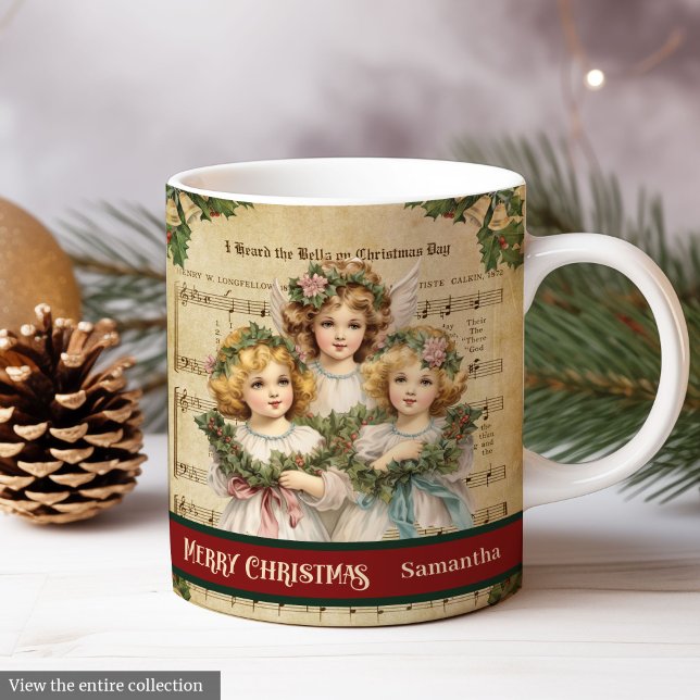 Nostalgisk julmugg Vintage-ängelminne konst Kaffemugg (Nostalgic Christmas Mug Vintage Angel Memory Art)