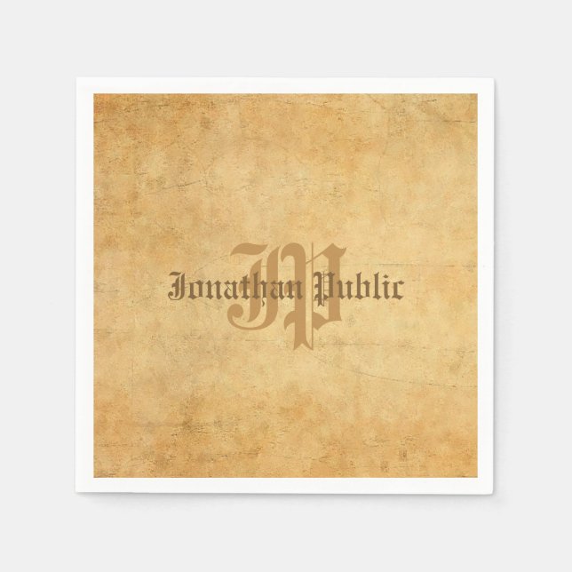 Nostalgisk mall för handskriven monogram-Elegant Pappersservett (Framsidan)