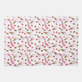 Nostalgisk Personlig Watercolor Ice Cream Parlor Kökshandduk