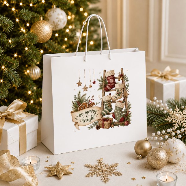 Nostalgisk röd grön vintage julklappspåse Sty (Nostalgic Red Green Vintage Christmas Gift Bag Style

)