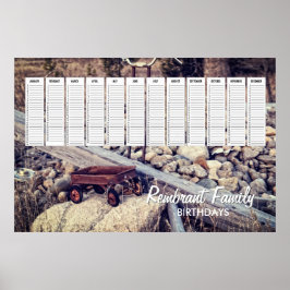 Nostalgisk röd släde familj födelsedagskalender poster