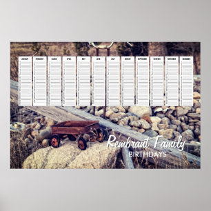 Nostalgisk Röd Vagn Familj Födelsedagskalender Poster