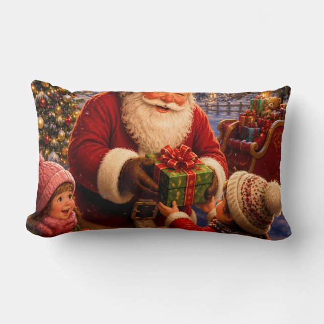 Nostalgisk Santa Claus julafton kastkudde Lumbarkudde (Framsida)