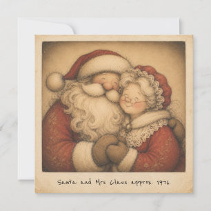 Nostalgisk Santa & Mrs Claus Retro Foto Kort