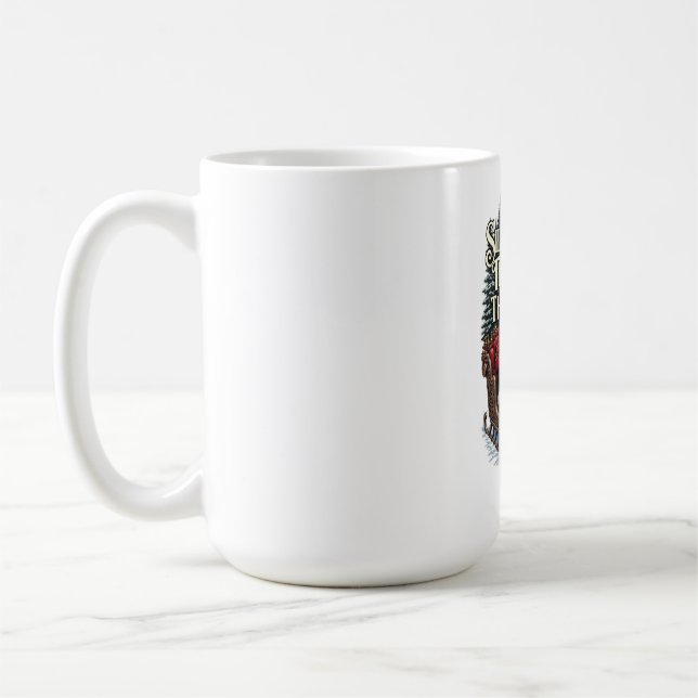 Nostalgisk Santa T-Shirt, Snöig Skogspassage Kaffemugg (Vänster)