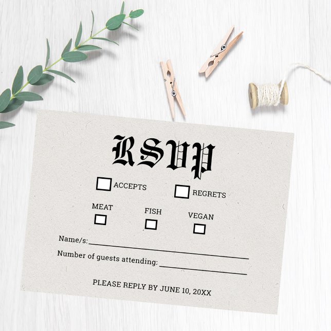 Nostalgisk tidningsbröllop RSVP-kort OSA Kort (Nostalgic Newspaper RSVP Card)