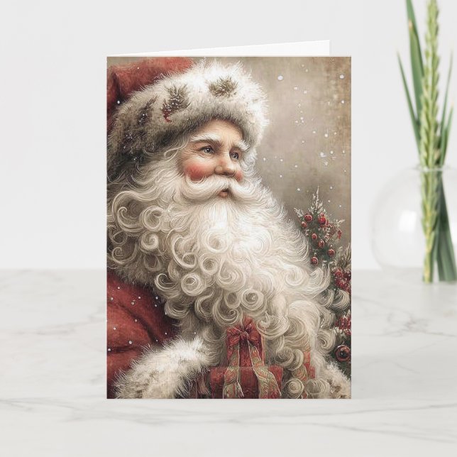 Nostalgisk Tomte Glada Högtider Vikta Kort (Framsida)