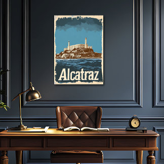 Nostalgisk Vintage Alcatraz Travel Poster