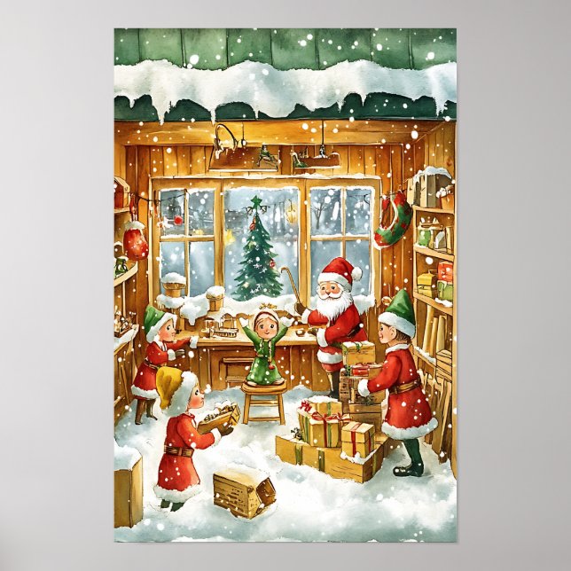 Nostalgisk Vintage Jul Familj Poster (Framsidan)