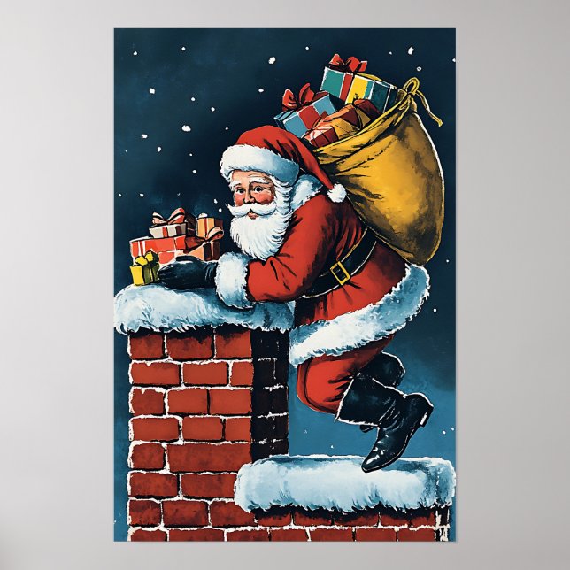 Nostalgisk Vintage Jul Tomte Poster (Framsidan)