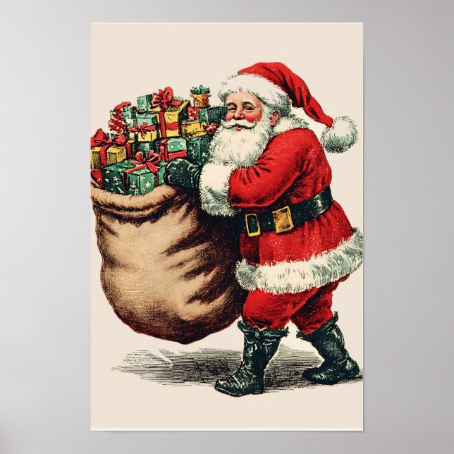 Nostalgisk Vintage Jul Tomte Poster (Framsidan)