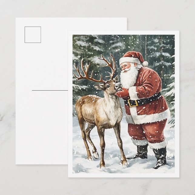 Nostalgisk Vintage Jul Tomte Vykort (Fram/baksida)