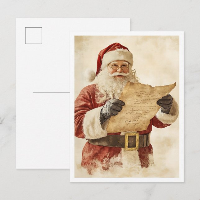 Nostalgisk Vintage Jul Tomte Vykort (Fram/baksida)