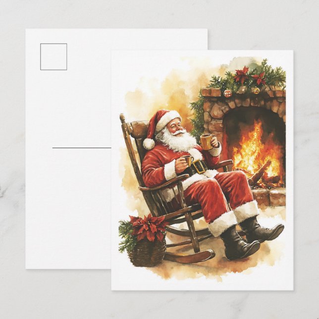 Nostalgisk Vintage Jul Tomte Vykort (Fram/baksida)