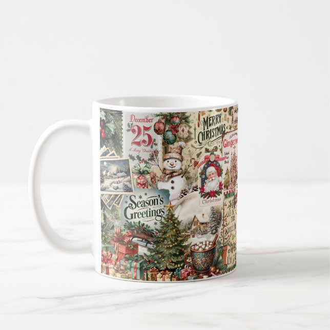 Nostalgisk Vintage Julcollage  Kaffemugg (Vänster)