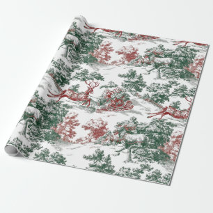 Nostalgisk Vintage Röd Grön Jul Tomte Presentpapper