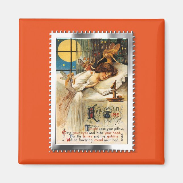 Nostalgiska Halloween-sovande goblins och älvor Magnet (Framsidan)