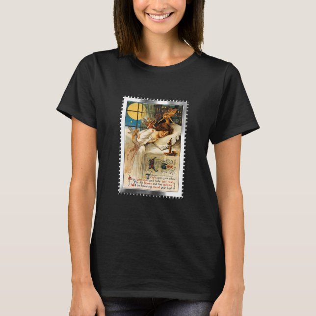 Nostalgiska Halloween-sovande goblins och älvor T Shirt (Framsida)