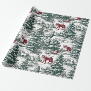 Nostalgiska röda och gröna skogslevande djur i vin presentpapper
