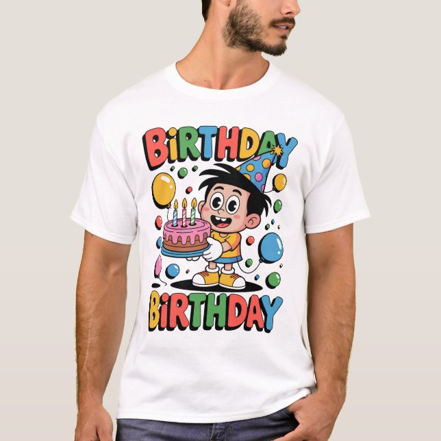 Nostalgiska tecknade födelsedags-t-shirts för barn t shirt (Framsida)