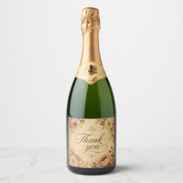 Nostalgiska vintageblommor champagneflasketikett