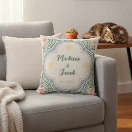 Nostalgiskt dekorativt Bröllop Pillow med Namn Kudde