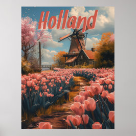 Nostalgiskt diagram: Vintage Holland Poster