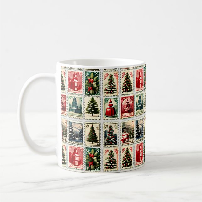 Nostalgiskt julmärken vintage mönster kaffemugg (Vänster)