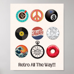 Nostalgiskt retro hela vägen i poppkulturen poster