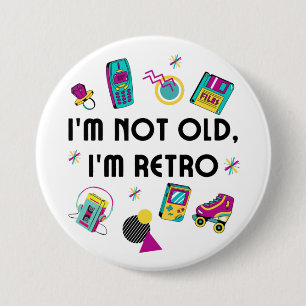 nostalgiskt retro neon färg 80-talsmemorabilia knapp
