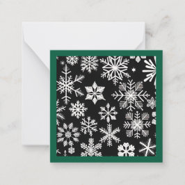 Nostalgiskt Snöflingor och Grönt Ram Anteckningskort