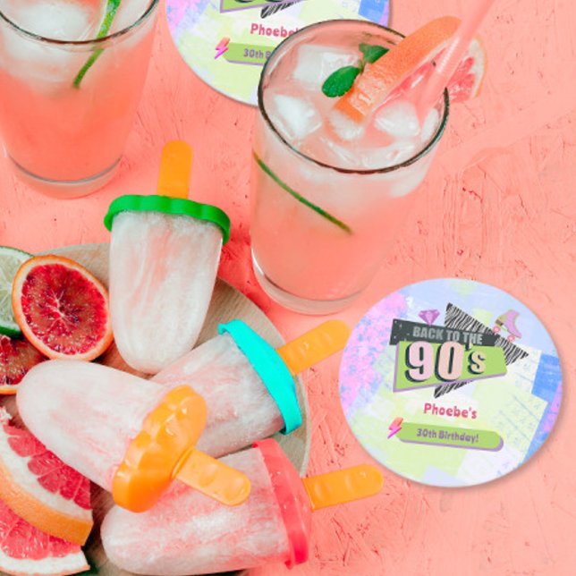 Nostalgiskt tillbaka till 90-talets Retro-Födelsed Underlägg Papper Rund (Skapare uppladdad)