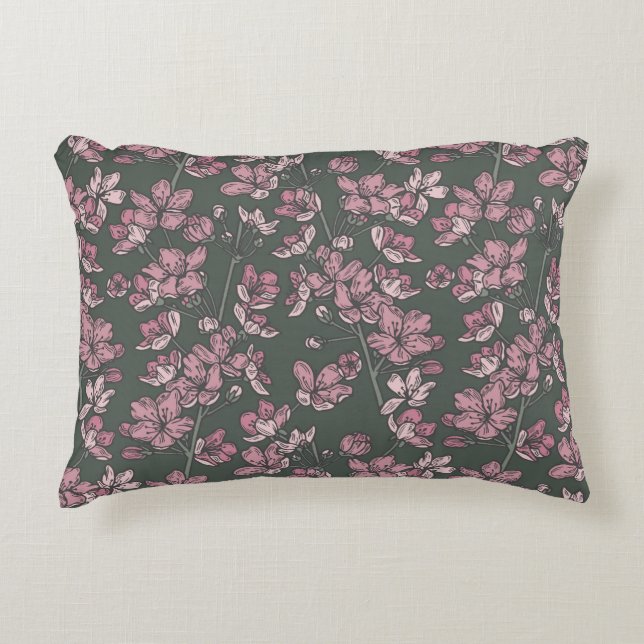 Nostalgitisk rosa blommigt fransk land prydnadskudde (Framsidan)