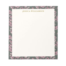 Nostalgitisk rosa blommigt Personlig Namn Anteckningsblock