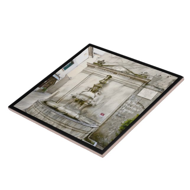 Nostradamas Fountain, St Remy, France Ceramic Tile Kakelplatta (Sidan)