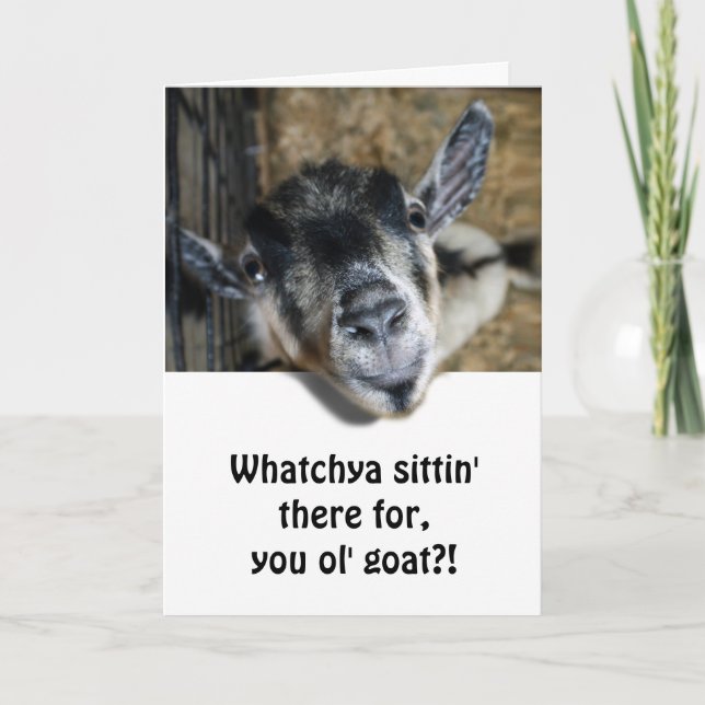 Nosy Goat Tittar upp - födelsedag Kort (Framsida)