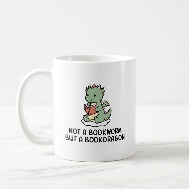 Not A Bookworm But Bookdragon Funny Book Lover Kaffemugg (Vänster)