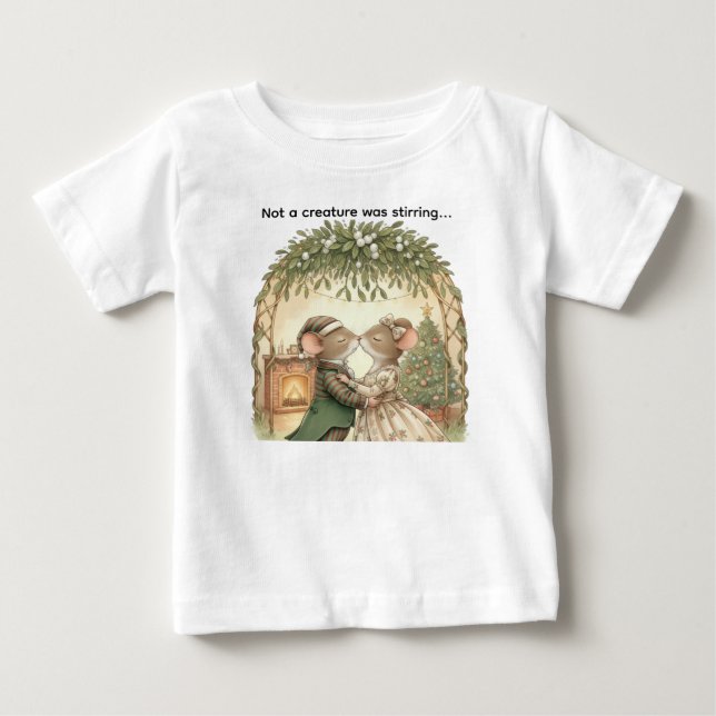 Not a Creature was stirring - Cute mice Christmas T Shirt (Framsida)